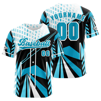 Custom Light Blue Button Down Baseball Jersey for Men Women Adult Youth Print Name Number Logo