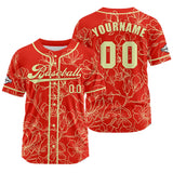 Custom Red Yellow Baseball Jersey Print Personalized Name, Number and Logo