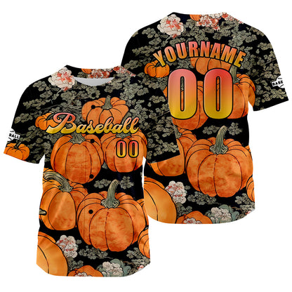Custom Orange Baseball Jersey Print Personalized Name, Number and Logo