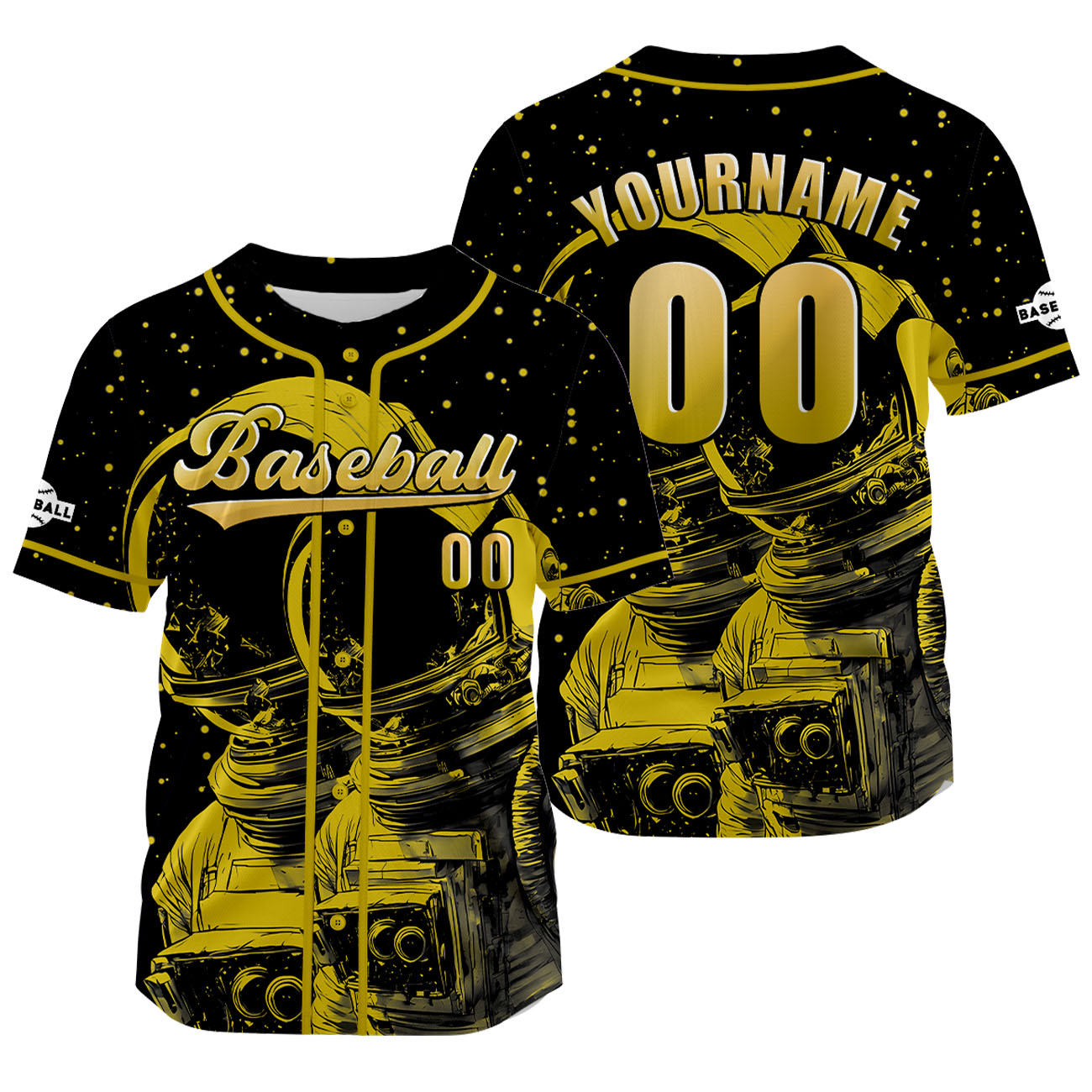 Custom Yellow Baseball Jersey Print Personalized Name, Number and Logo