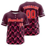 Custom Black Red Button Down Baseball Jersey for Men Women Adult Youth Print Name Number Logo