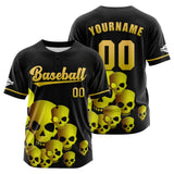 Custom Black Yellow Button Down Baseball Jersey for Men Women Adult Youth Print Name Number Logo