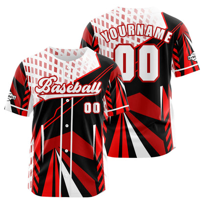 Custom Red Button Down Baseball Jersey for Men Women Adult Youth Print Name Number Logo