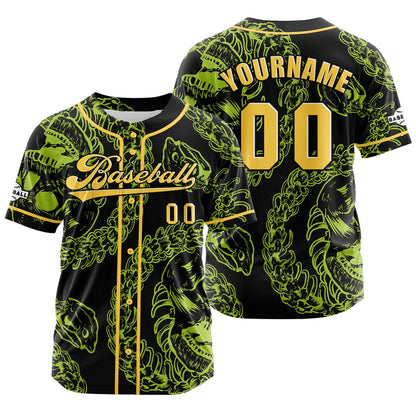 Custom Yellow Green Button Down Baseball Jersey for Men Women Adult Youth Print Name Number Logo