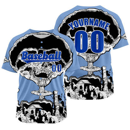 Custom Bule Baseball Jersey Print Personalized Name, Number and Logo