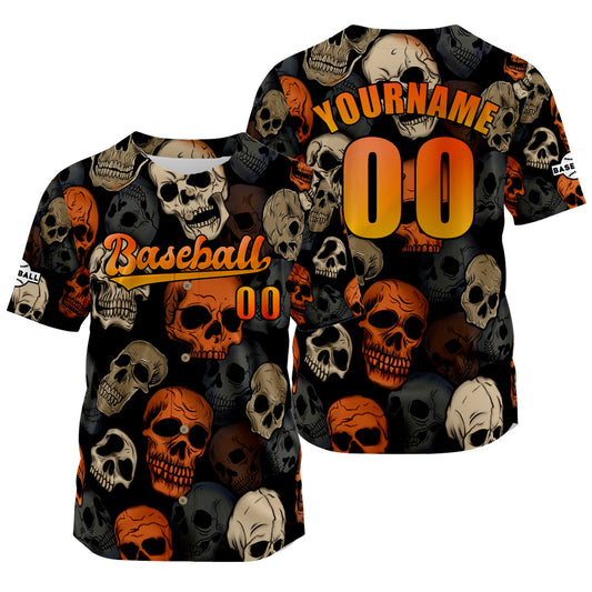 Custom Orange Baseball Jersey Print Personalized Name, Number and Logo
