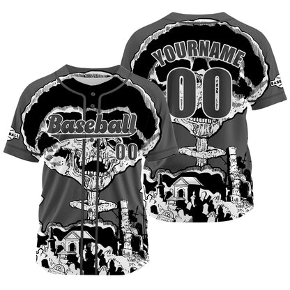 Custom Grey Baseball Jersey Print Personalized Name, Number and Logo
