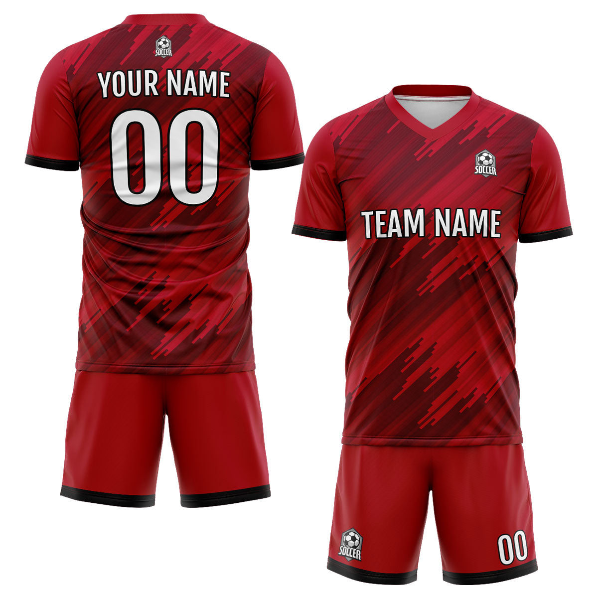Custom Red Uniform Jersey Kids Adults Personalized Set Jersey Shirt