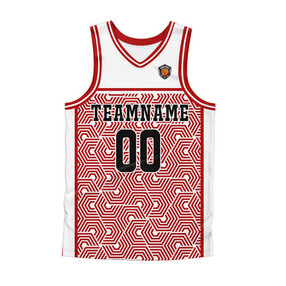Custom White Red Basketball Jersey Uniform Suit Printed Your Logo Name Number