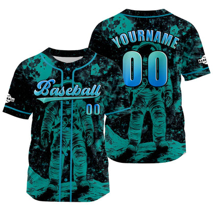 Custom Blue Green Baseball Jersey Print Personalized Name, Number and Logo