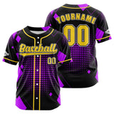 Custom Black Purple Button Down Baseball Jersey for Men Women Adult Youth Print Name Number Logo