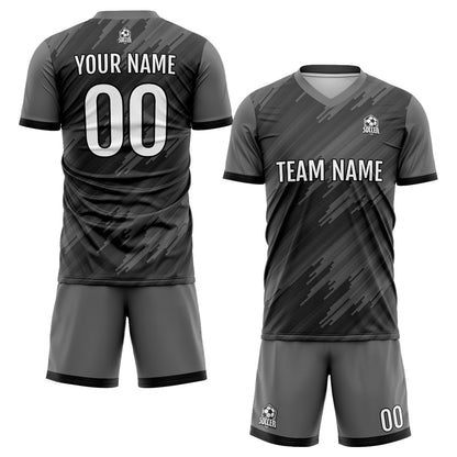 Custom Grey Uniform Jersey Kids Adults Personalized Set Jersey Shirt