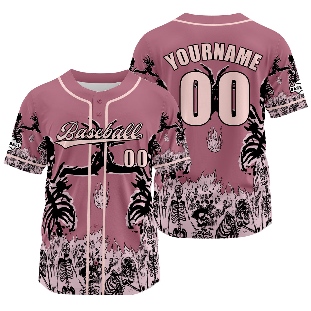 Custom Pink Baseball Jersey Print Personalized Name, Number and Logo