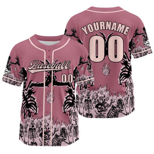 Custom Pink Baseball Jersey Print Personalized Name, Number and Logo