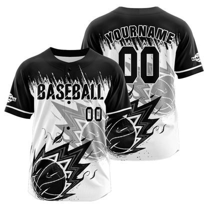 Custom White Black Button Down Baseball Jersey for Men Women Adult Youth Print Name Number Logo
