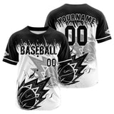 Custom White Black Button Down Baseball Jersey for Men Women Adult Youth Print Name Number Logo