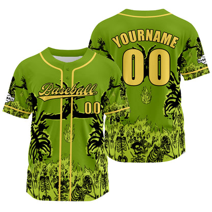Custom Green Baseball Jersey Print Personalized Name, Number and Logo