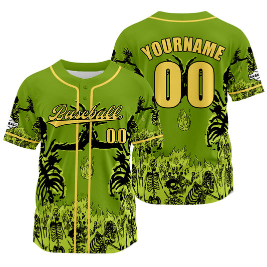 Custom Green Baseball Jersey Print Personalized Name, Number and Logo