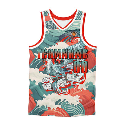 Custom Cyan Red Basketball Jersey Uniform Suit Printed Your Logo Name Number