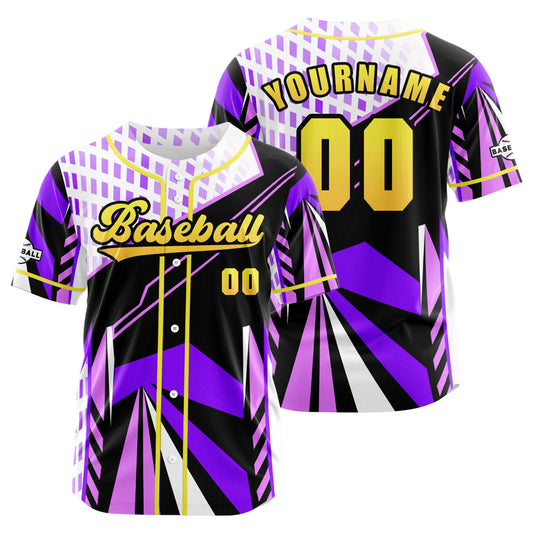 Custom Purple Button Down Baseball Jersey for Men Women Adult Youth Print Name Number Logo
