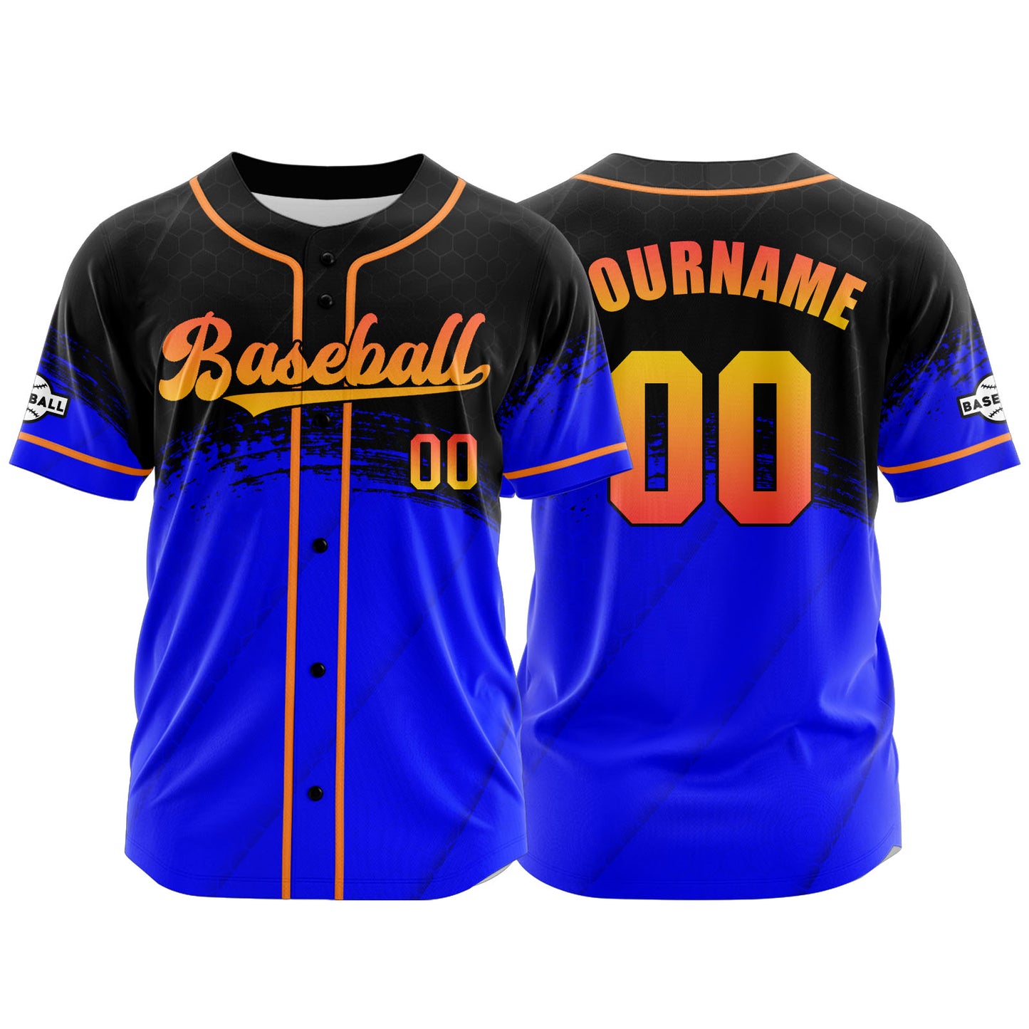 Custom Blue Black Button Down Baseball Jersey for Men Women Adult Youth Print Name Number Logo