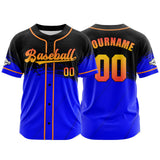Custom Blue Black Button Down Baseball Jersey for Men Women Adult Youth Print Name Number Logo