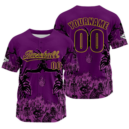 Custom Purple Baseball Jersey Print Personalized Name, Number and Logo