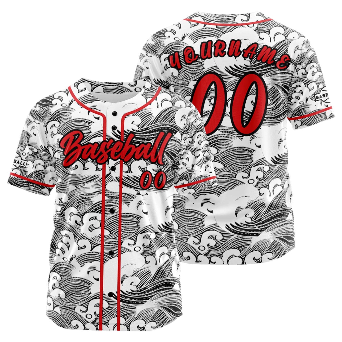 Custom Red Button Down Baseball Jersey for Men Women Adult Youth Print Name Number Logo