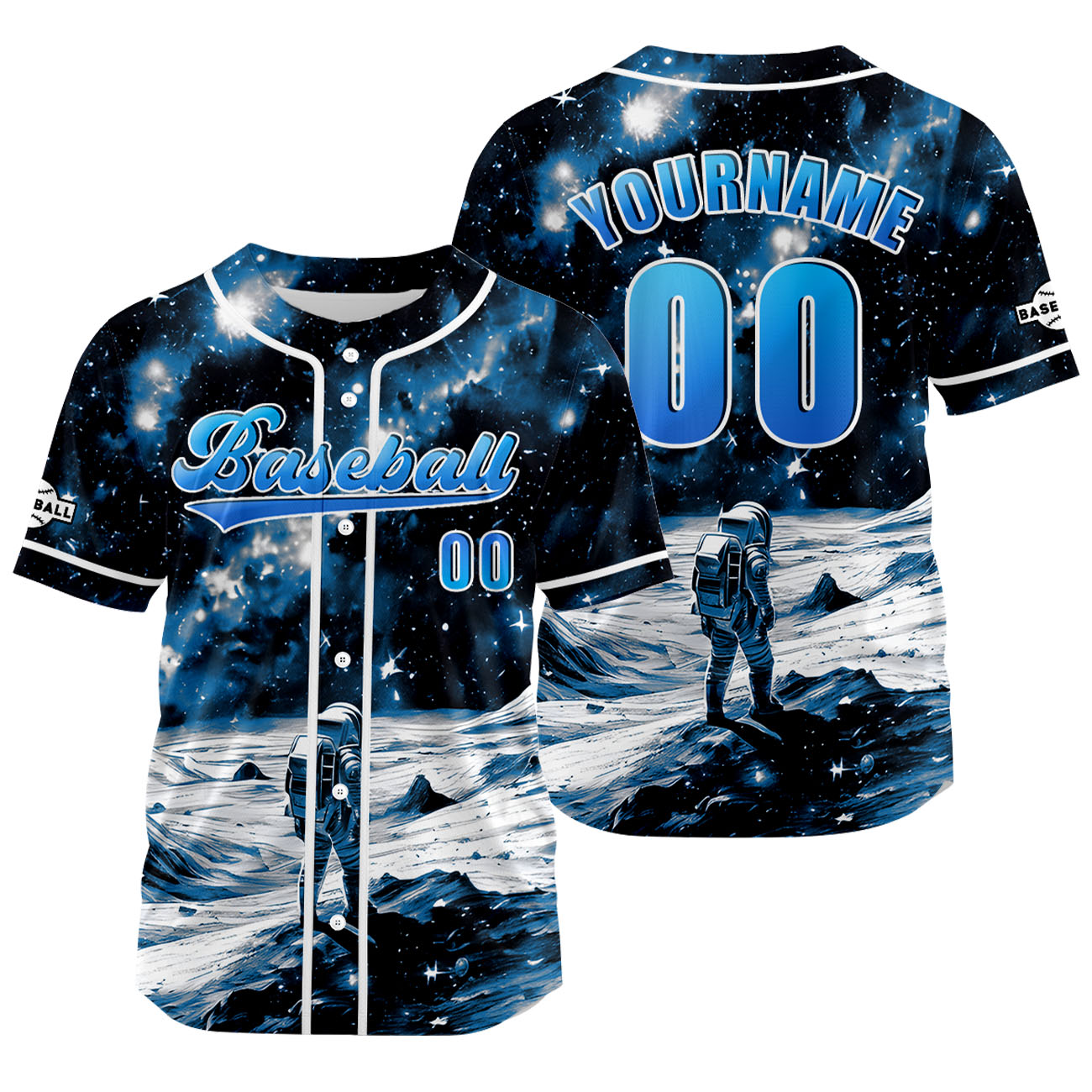 Custom Blue Baseball Jersey Print Personalized Name, Number and Logo