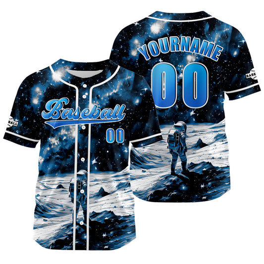 Custom Blue Baseball Jersey Print Personalized Name, Number and Logo