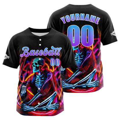 Custom Black Purple Button Down Baseball Jersey for Men Women Adult Youth Print Name Number Logo