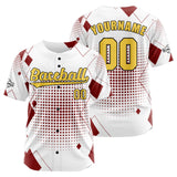 Custom White Red Button Down Baseball Jersey for Men Women Adult Youth Print Name Number Logo