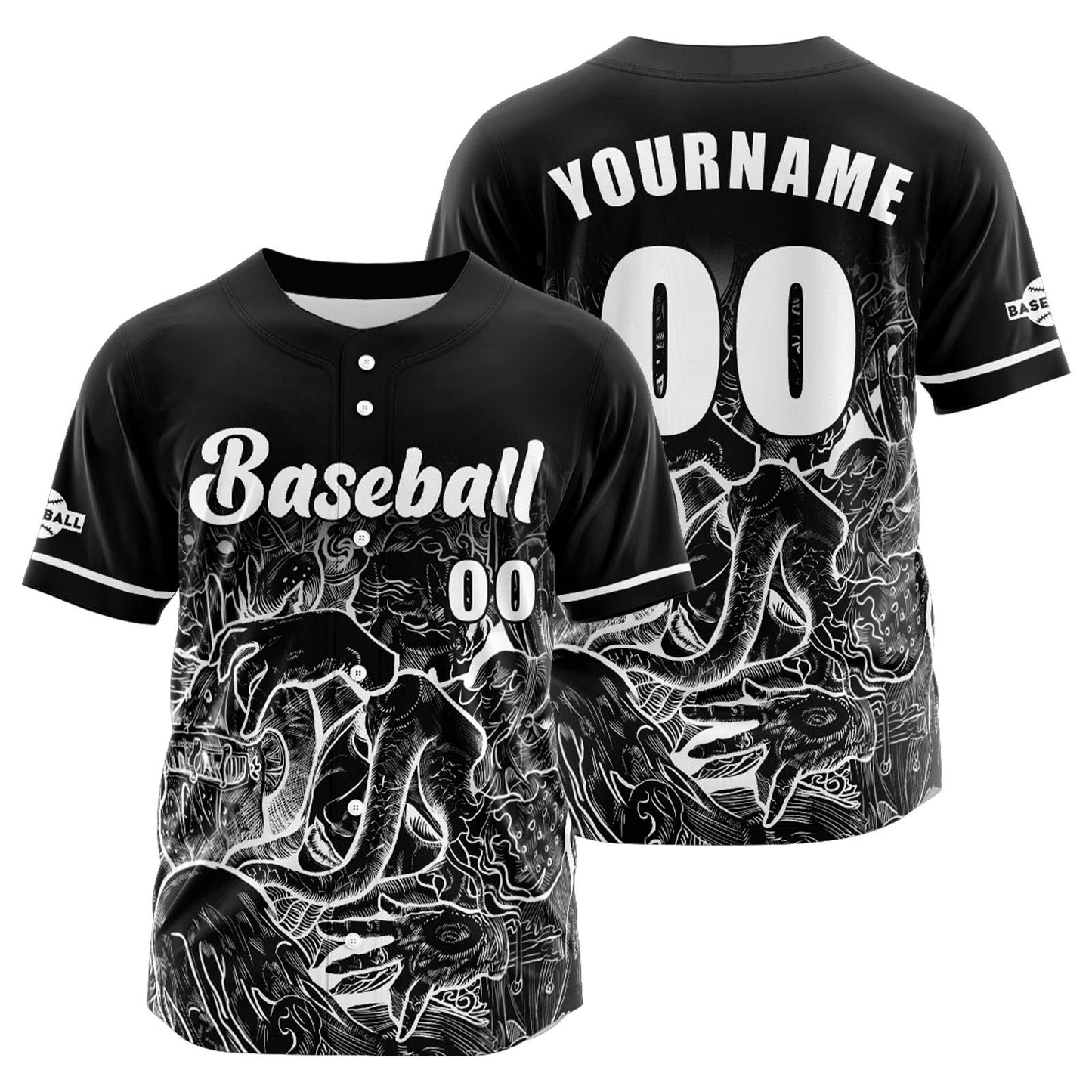 Custom Black Button Down Baseball Jersey for Men Women Adult Youth Print Name Number Logo