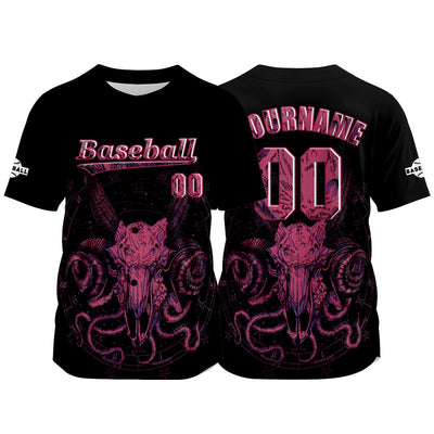 Custom Black Baseball Jersey Print Personalized Name, Number and Logo