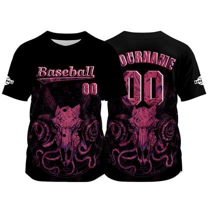 Custom Black Baseball Jersey Print Personalized Name, Number and Logo