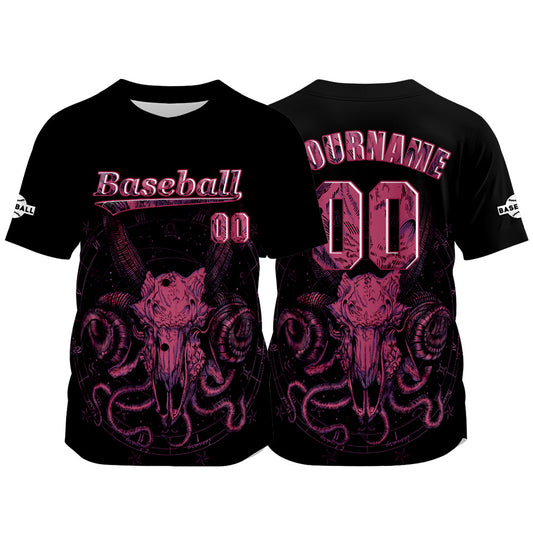 Custom Black Baseball Jersey Print Personalized Name, Number and Logo