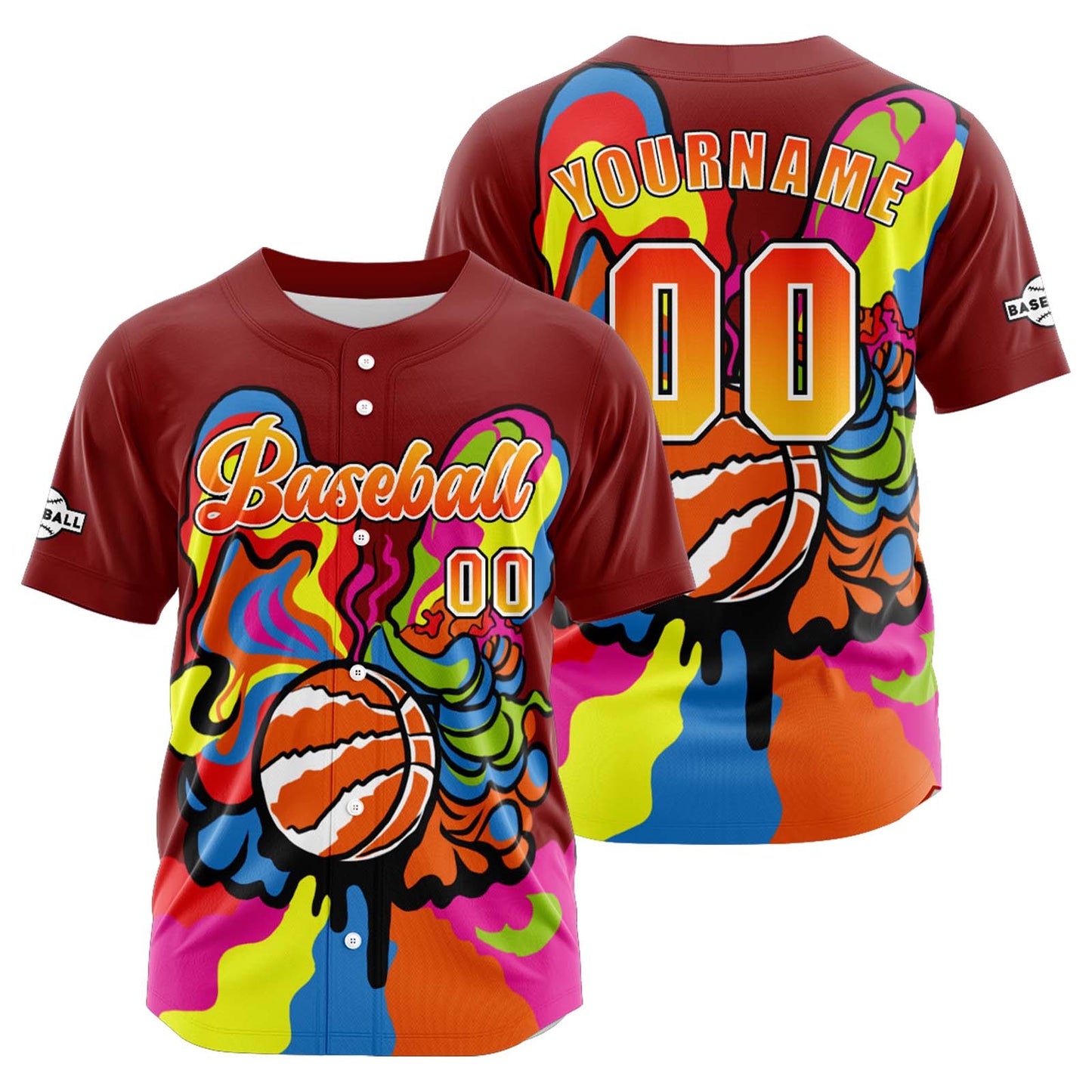 Custom Red Button Down Baseball Jersey for Men Women Adult Youth Print Name Number Logo