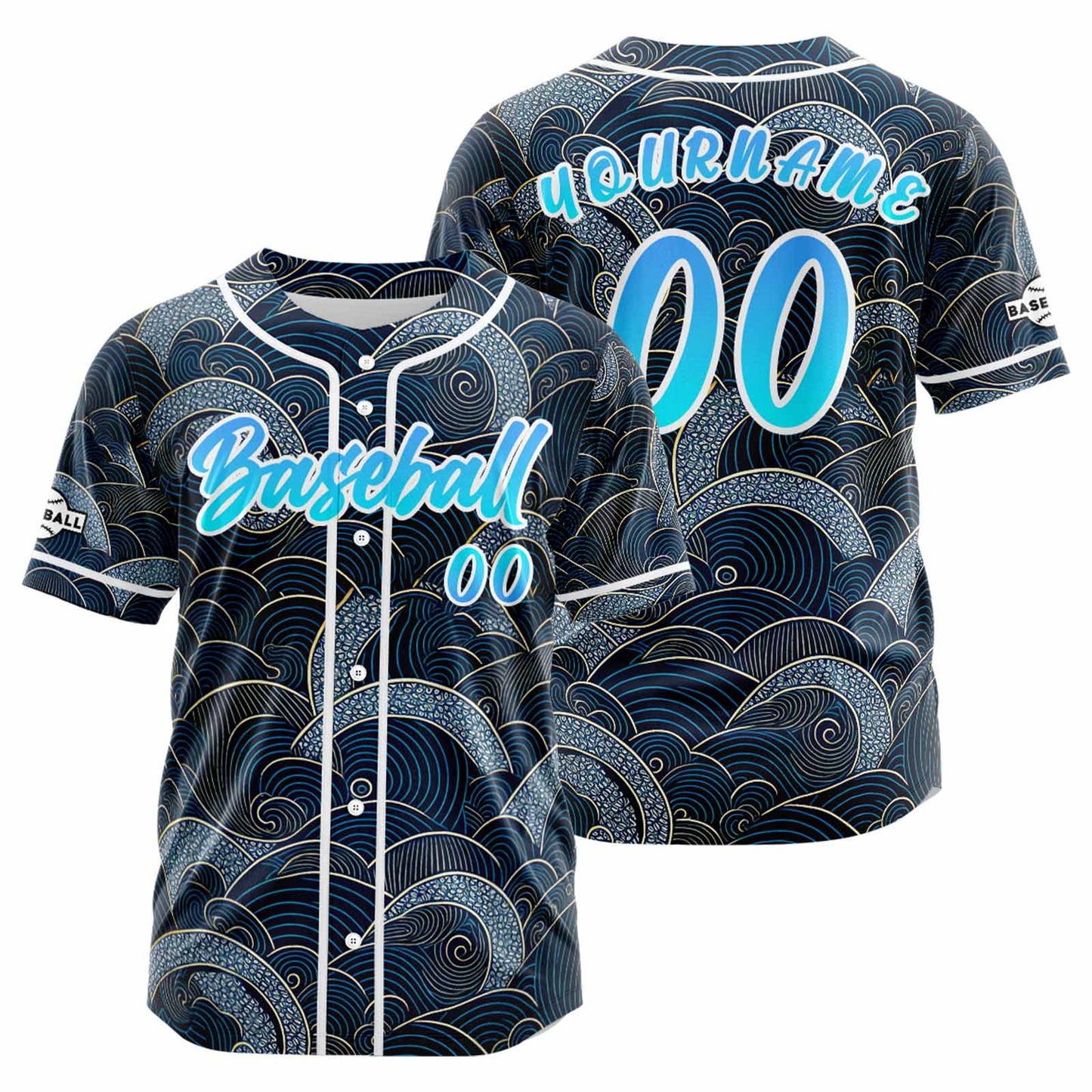 Custom Deep Blue Button Down Baseball Jersey for Men Women Adult Youth Print Name Number Logo