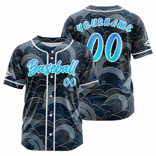 Custom Deep Blue Button Down Baseball Jersey for Men Women Adult Youth Print Name Number Logo