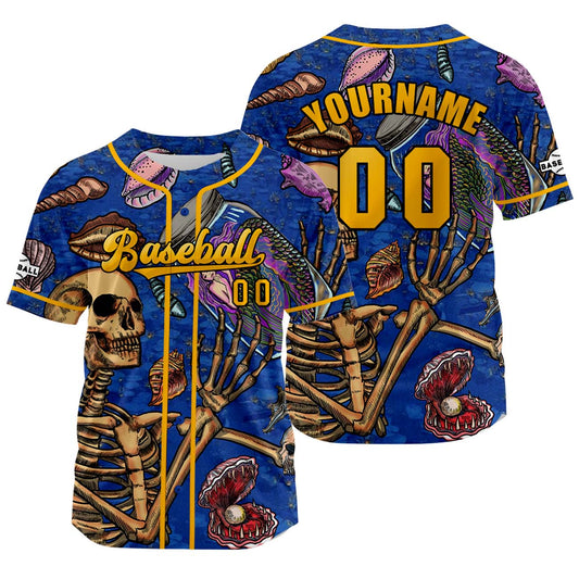 Custom Bule Orange Baseball Jersey Print Personalized Name, Number and Logo