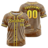 Custom Brown Button Down Baseball Jersey for Men Women Adult Youth Print Name Number Logo