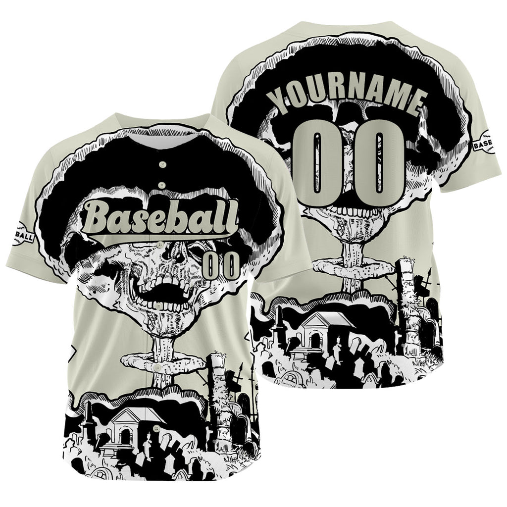 Custom Beige Baseball Jersey Print Personalized Name, Number and Logo
