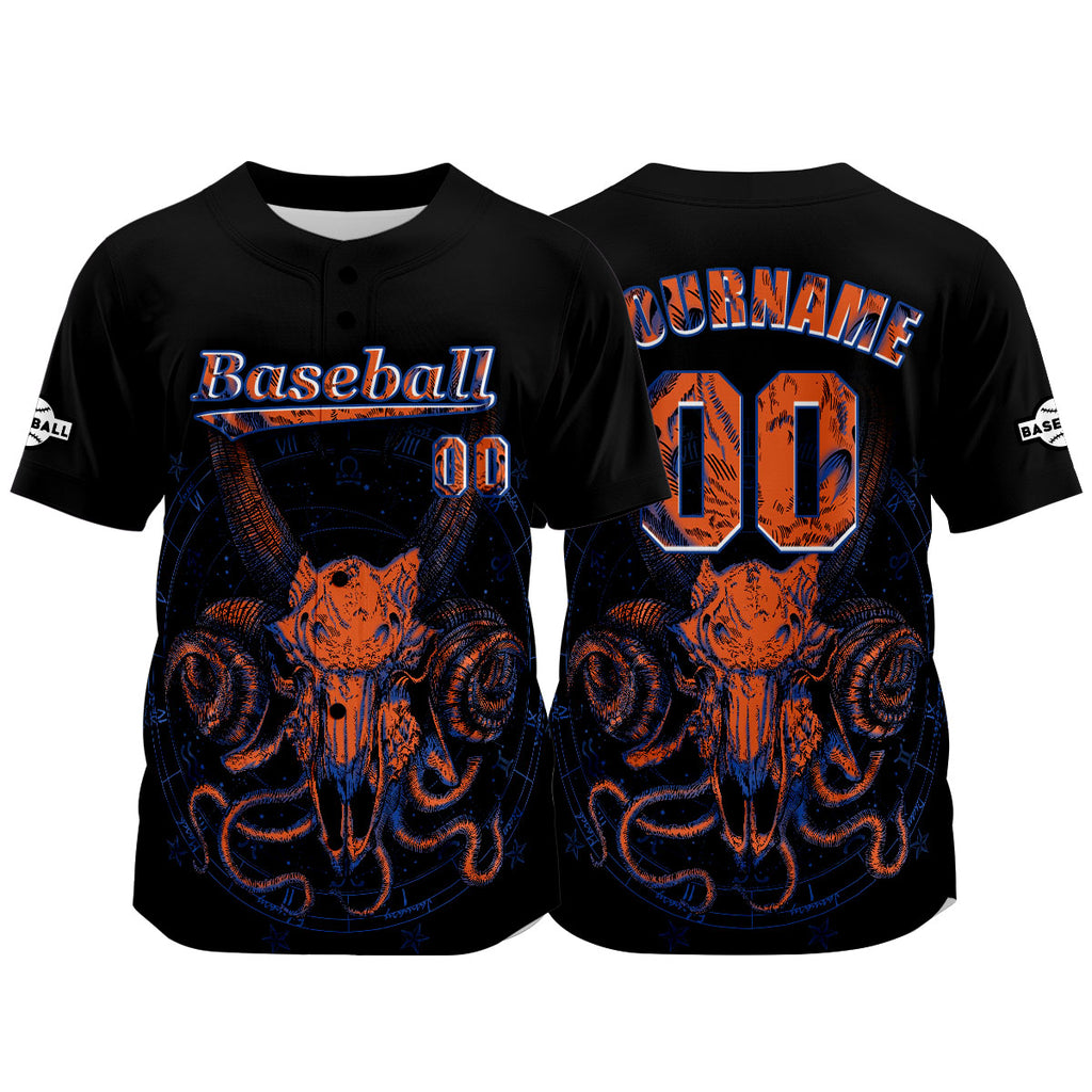 Custom Black Baseball Jersey Print Personalized Name, Number and Logo