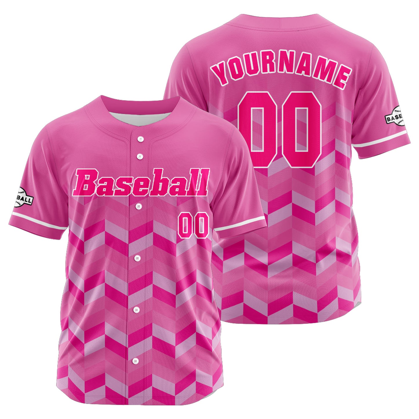 Custom Pink Button Down Baseball Jersey for Men Women Adult Youth Print Name Number Logo