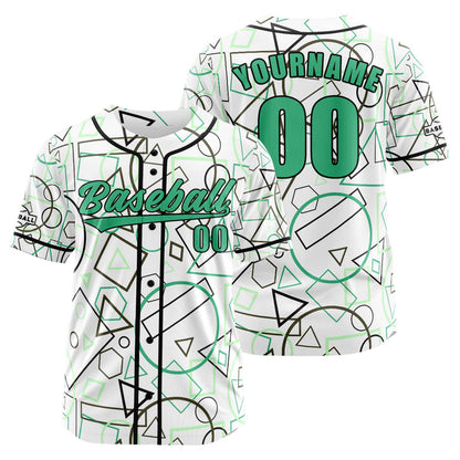 Custom White Green Button Down Baseball Jersey for Men Women Adult Youth Print Name Number Logo