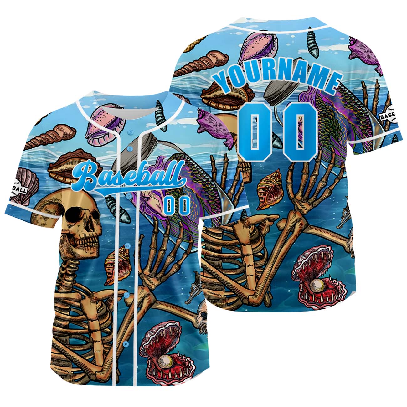 Custom Light Bule Baseball Jersey Print Personalized Name, Number and Logo