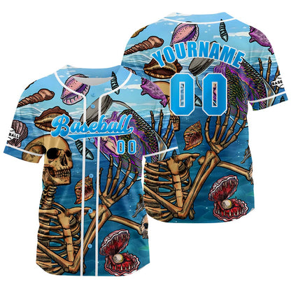 Custom Light Bule Baseball Jersey Print Personalized Name, Number and Logo