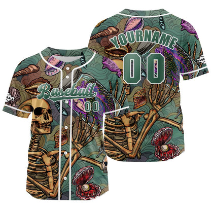 Custom Grayish Green Baseball Jersey Print Personalized Name, Number and Logo