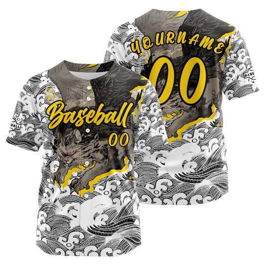 Custom Yellow Button Down Baseball Jersey for Men Women Adult Youth Print Name Number Logo