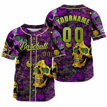 Custom Purple Baseball Jersey Print Personalized Name, Number and Logo